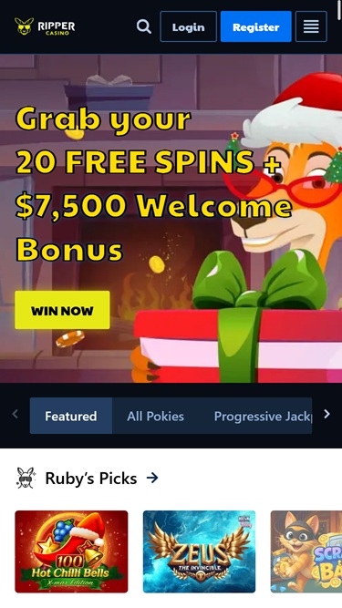 Casino website on a mobile phone